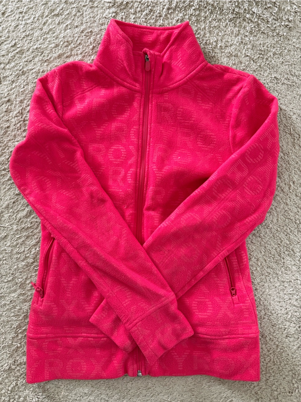 Roxy Women’s Bright Pink Zip-Up Fleece Jacket